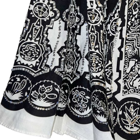 Carole Little Black White Sequin Embellished Full Circle Skirt - Picture 2 of 6